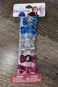 Girl's Baby Claire's Exc 6 Pc glitter Mini Velvet Bow hair clips Disney Frozen 2 - Picture 1 of 4