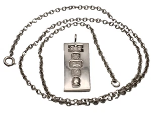Colgante Lingote Vintage Plata Esterlina Jubileo 1977 Sheffield y Cadena Perfecto - Imagen 1 de 6