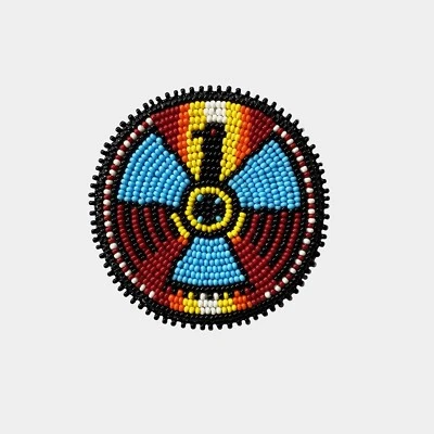 2.5" Rainbow Thunderbird Beaded Patch, Medallion rosette, Powwow Regalia - Image 1 of 2