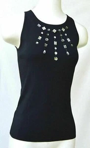 NWT Ann Taylor LOFT Black beaded Jeweled sleeveless women's Sweater Top Size S - Picture 1 of 4