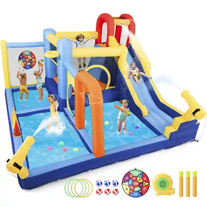 JOYLDIAS Inflatable Bounce House Water Slide Climb Jump Splash Pool w/ Blower  - Picture 1 of 24