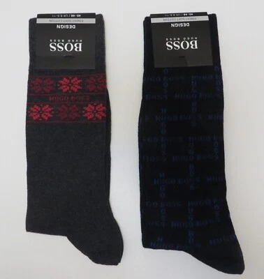 Hugo BOSS Hombre Calcetín Clásico Crew, Zapato Talla 7 - 13 Algodón Suave Paquete de 2 Diseño Foto 1 de 4