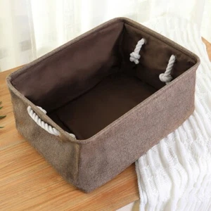Hemp fabric rectangular basket bin Organizer storage rope handle - Picture 1 of 2