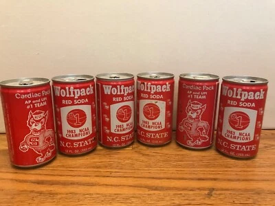 1983 NCAA Champion N.C. State Wolfpack Red Soda Aluminum Cans - Image 1 of 4