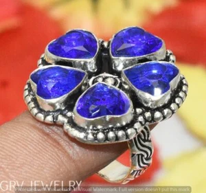Tanzanite Quartz Gemstone Ring Heart Style Silver Overlay Us Size 9" U297-F120 - Picture 1 of 1