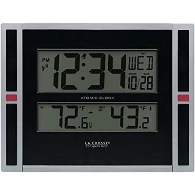 Reloj de pared digital atómico La Crosse Technology 513-149 11 pulgadas con temperatura, Foto 1 de 4