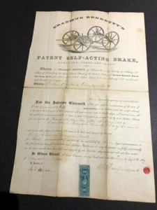 1866 Carro Invenzione Erasmus Bennetts Realizza Documento Freno Autoattivo Con 50c---- - Foto 1 di 3