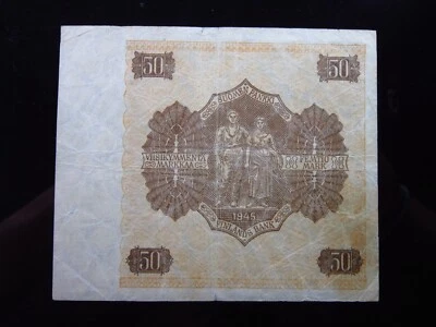 Finlandia 50 Markkaa 1945 Litt A h2879 P79 Suomi Pankki Banco Dinero Foto 1 de 2