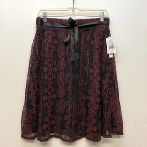 Joe B Rock Damen Gr. L gefüttert Gummibund Spitze schwarz/rot mit Bindeband Neu mit Etikett - Bild 1 von 5