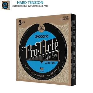 Paquete de 3 cuerdas de guitarra clásica D'Addario nailon EJ46-3D Pro-Arte de tensión dura - Imagen 1 de 11