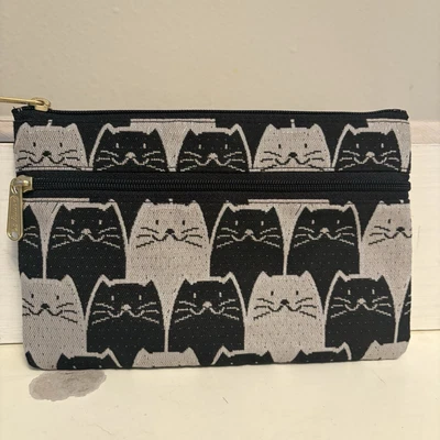 Danny K Beverly Hills Cat Tapestry Pouch 5x8 Black White Kitten - Image 1 of 4