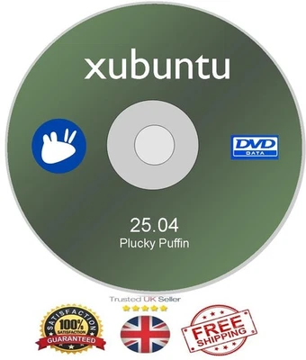 Xubuntu 25.04 LTS 64bit Live Bootable DVD Light Lite Linux Operating System UK - Image 1 of 3
