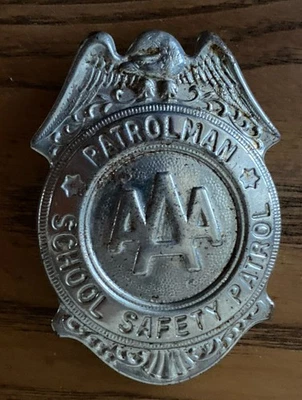 Cinturón reflectante vintage AAA School Safety Patrol - Patrolero metal pin insignia años 70 Foto 1 de 3