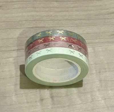 Новый просто позолоченный зеленый и бордовый с бантами 5 мм washi ленты набор из 4 рулонов - Изображение 1 из 2