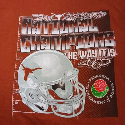VINTAGE UT Texas Longhorns Rose Bowl 2005 National Championship T Shirt NCAA 3XL - Image 1 of 4