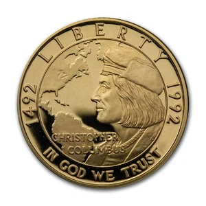 1992-W Gold $5 Commem Columbus Quincentenary Proof (Capsule Only) - Picture 1 of 2