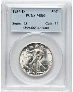 1936-D Walking Liberty Half Dollar PCGS MS-66 .... A Beauty - Picture 1 of 2