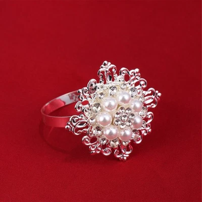  10pcs portatovaglioli stile floreale portatovaglioli decorazione cena banchetto - Immagine 1 di 4