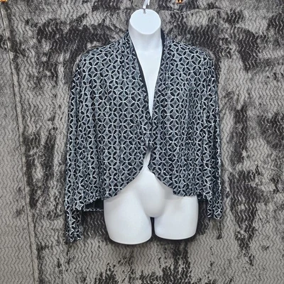 Fresh Produce Cardigan Womens M/L Gray Geometric Open Front Artsy Lagenlook Boho - Image 1 of 4