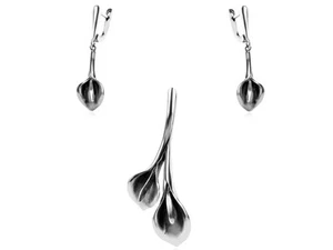 Argento Sterling 92 Calla Lily Set Orecchini Pendenti Design Fiore Gioielli... - Foto 1 di 9