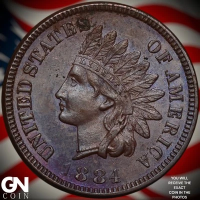 1884 COLOR Indian Head Cent Penny A5260 - Image 1 of 2