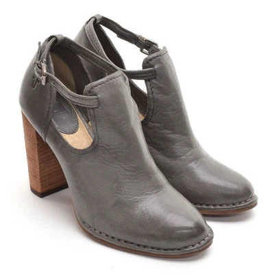 Mujer FRYE Margaret Shootie $298 Correa Bombas 8 M Gris Cuero Tacones Altos Zapatos Foto 1 de 4