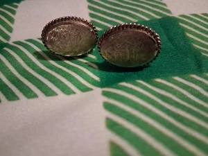 Vtg 925 Sterling Silver Textured Gold Tone Oval Cufflinks Engraved JR Junior  - Picture 1 of 10