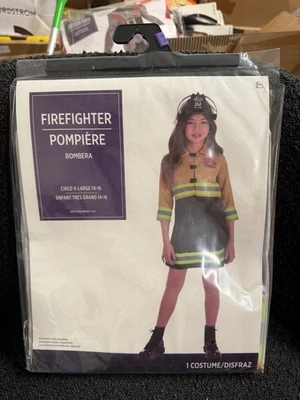 Lindo traje negro bombero niña disfraz elegante Halloween niño Foto 1 de 3