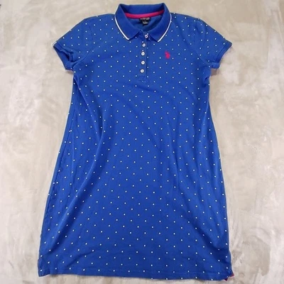EE. UU. POLO ASSN. Vestido a lunares de algodón azul marino para mujer talla grande L Foto 1 de 4