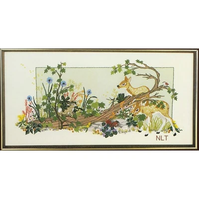 Винтажный набор для вышивки крестом лесные животные лесная сцена олень птица - Изображение 1 из 4