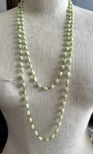 Vintage Antique Green Glass Opera Length Chain Necklace - Picture 1 of 6