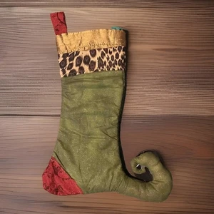 Christmas Stocking Bootie Elf Toe Gift Stuffer Hangs Handmade Original - Picture 1 of 9