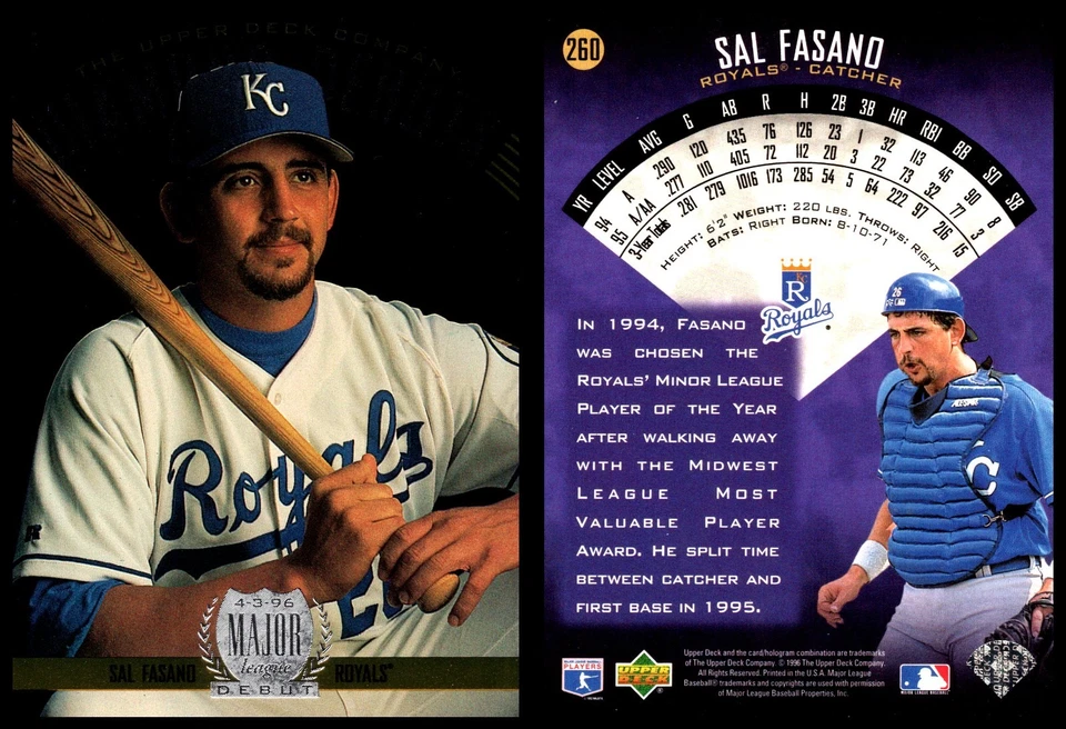 1996 Upper Deck Major League Debut Sal Fasano #260 Kansas City Royals C - Image 1 of 1