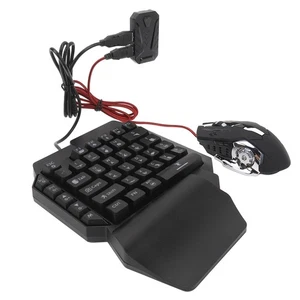 Keyboard Mouse Converter Set 4 In 1 One Handed RGB Keyboard Backlight Mouse NEW - Afbeelding 1 van 12