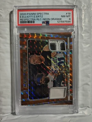 2020 Panini Spectra E.Elliott/Z.Ertz Respectra RLC Neon Orange #19 PSA 8 #01/10 - Image 1 of 3