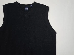 Vintage Gap Sweater Vest Mens Extra Large Lambswool Black Knitted - Picture 1 of 8