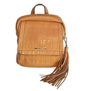 Steve Madden Backpack Mustard Yellow with Logo and Tassel Charm - Picture 1 of 11