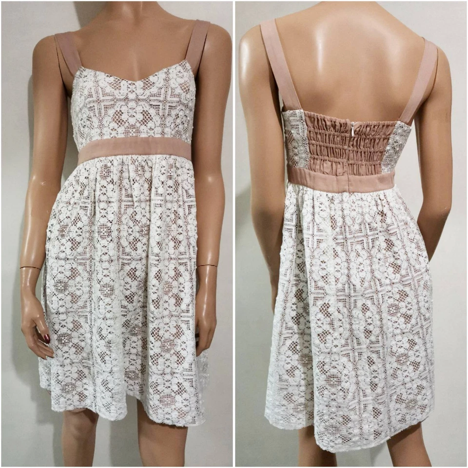 🆓US🛃 Vestido vintage Dolce&Gabbana blanco encaje beige forro IT 38 Foto 1 de 4