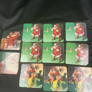 Vintage Christmas Santa Claus Coca-Cola Drink Coasters In Assorted Patterns - Picture 1 of 11