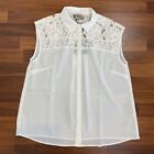 Bnwt Asos Womens Size 10 White Part Lace Sleeveless Camisole Blouse Top