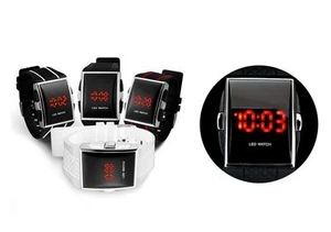 Men’s/Women’s (unisex) Modern/Retro Red LED Sports Watch - Picture 1 of 7