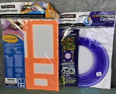 Лот из 2 Fiskars формы трафарет шаблон супер размер круги прямоугольники новый - Изображение 1 из 4