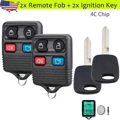 2 para 1998-2002 Lincoln Town carro 2000-2005 Ford Focus Mustang controle remoto fob + chave - Imagem 1 de 4