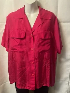Women’s Size 10 Blouse Top Shirt Weathervane 100% Silk Cute Hot Pink Vintage - Picture 1 of 6