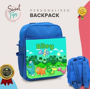 ZAINO PERSONALIZZATO BAMBINI QUALSIASI NOME RITORNO A SCUOLA RAGAZZI RAGAZZE REGALO | DINOSAURO - Foto 1 di 1