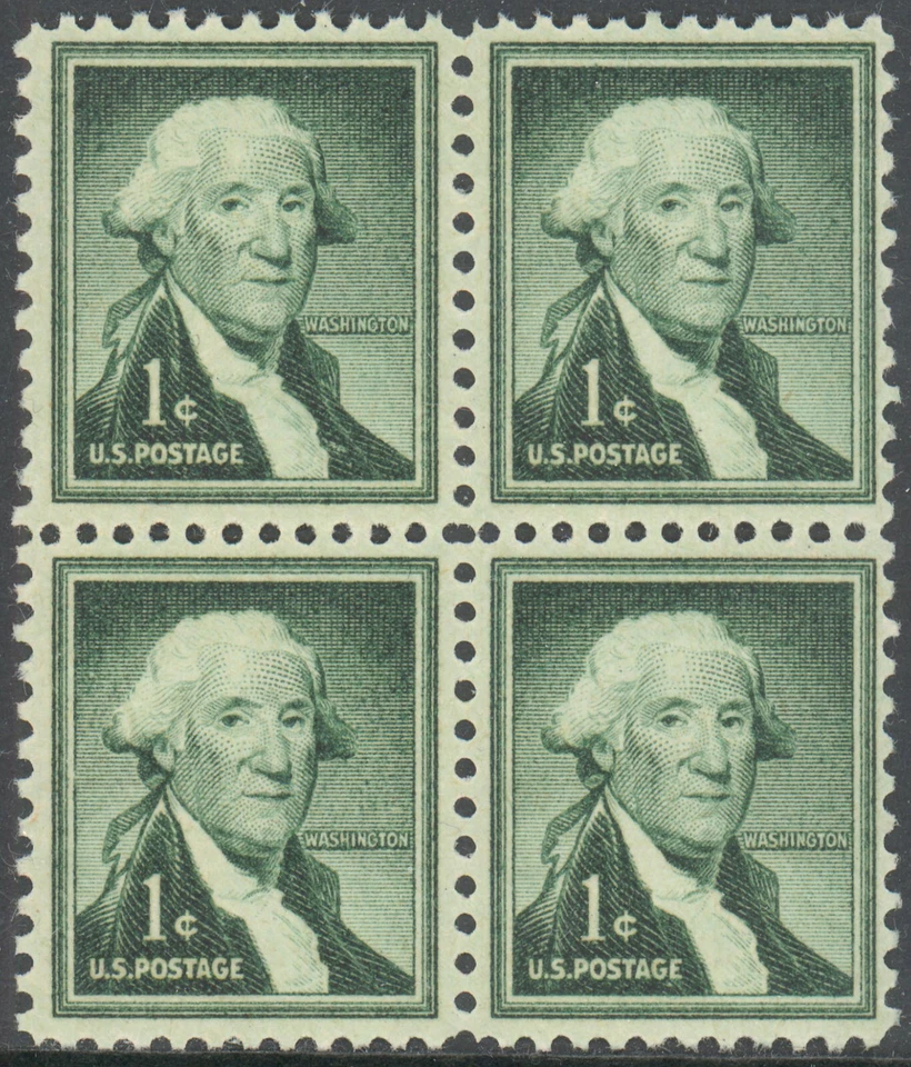 Scott 1031, the 1954 1¢ Washington Issue from the Liberty Series, MNH Block of 4 - Image 1 of 1