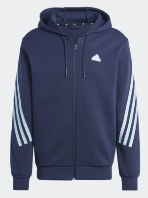 Sudadera con capucha Adidas Future Icons 3 rayas cremallera completa para hombre (IJ8879) azul marino PVP £95 Foto 1 de 4