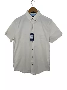 Ben Sherman Mens Button Down Shirt Textured Slub Ivory Size Small NWT - Picture 1 of 8