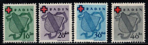 Baden 1949 Mi. 42A-45A Nuovo ** 100% Croce Rossa
