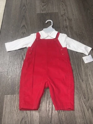 Romper Petit Ami 3 meses cordão vermelho com camisa combinando novo com etiquetas - Imagem 1 de 4